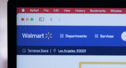 a computer screen with the walmart logo on it