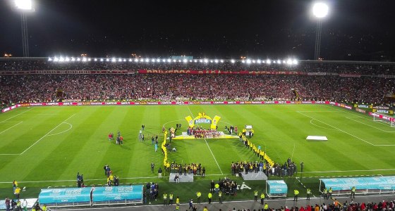 Jugadoras de Independiente Santa Fe celebrando el título de la primera Liga Femenina