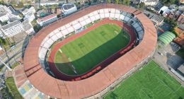 Vista aérea del estadio Palogrande de Manizales, sede de Once Caldas